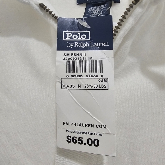 Polo Ralph Lauren 1/4 Zip Pullover Sweatshirt Second 7 Loop Collar Size 24M - Picture 15 of 15